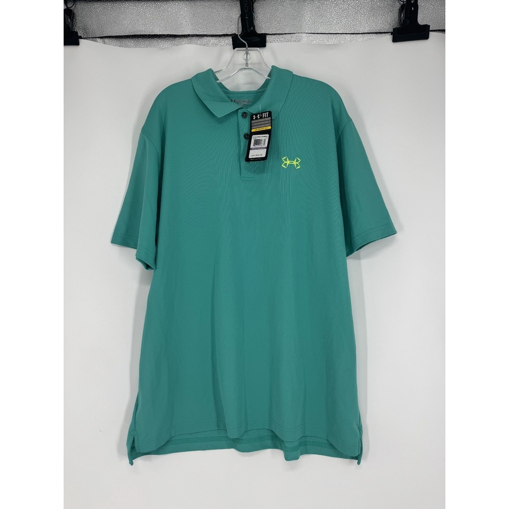 Under Armour Performance Golf Polo Shirt Men 2XL Short Sleeve HeatGear Loose Fit